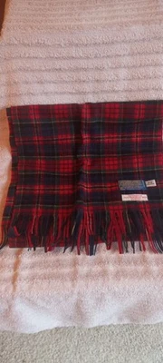 Pendelton Auténtico Macpherson Tartán Rojo Cuadros 100% Lana Virgen Bufanda Foto 1 de 4