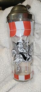 Vintage 1950’s Hazel Atlas Circus Carousel Lg Cocktail Shaker W Lid Collectible