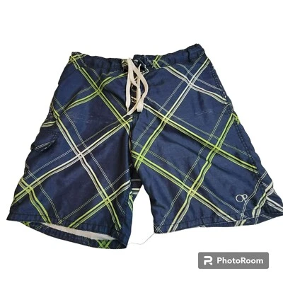 Pantalones Cortos Ocean Pacific, Hombre Medianos (32-34) Rayas Azules y Amarillas, Cordón Foto 1 de 4