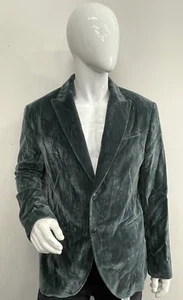 Blazer uomo John Varvatos in velluto blu oliato nuovo con etichette $1498 taglia:54 - Foto 1 di 3