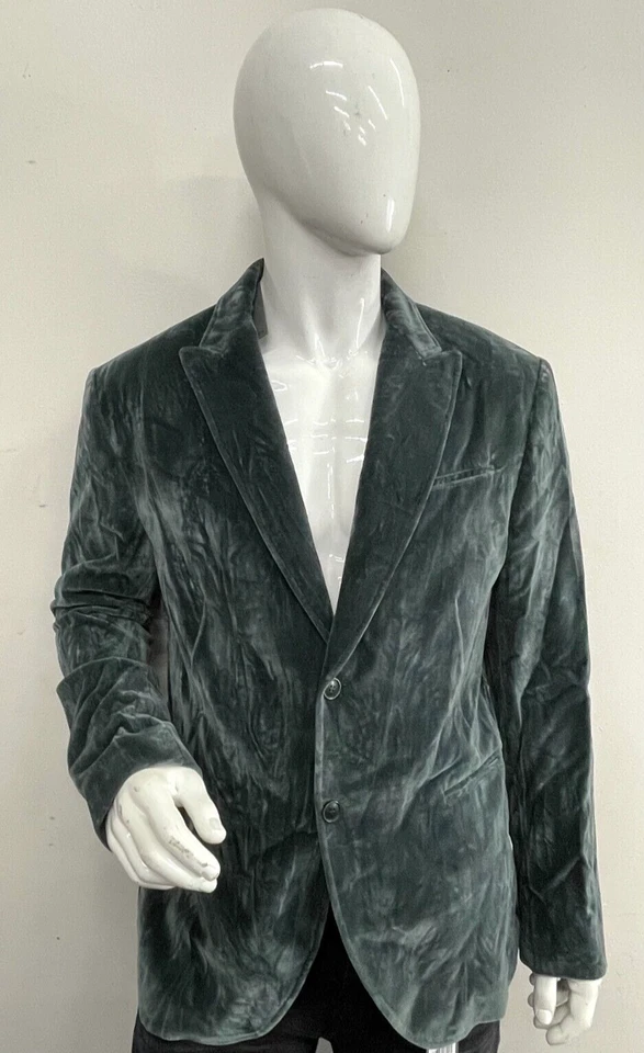 Blazer de terciopelo para hombre John Varvatos nuevo con etiquetas $1498 en azul aceitado talla:54 Foto 1 de 3