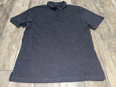 TRAVIS MATHEW GOLF POLO SHIRT PERFORMANCE STRIPE BLACK GRAY SZ XL - Image 1 of 4
