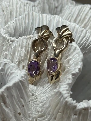 PENDIENTES AMATISTA PLATA ESTERLINA 925 LONGITUD 1 PULGADA Foto 1 de 4