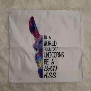 Badass Weicher Kissenbezug 17x18 Überwurf Kissenbezug Weiß Regenbogen Einhorn Esel - Bild 1 von 1