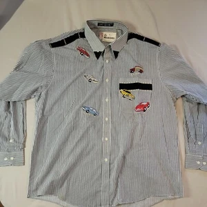 VINTAGE Handcrafted By Mardel Striped Embellished Cars Rockabilly XL Womens - Picture 1 of 12
