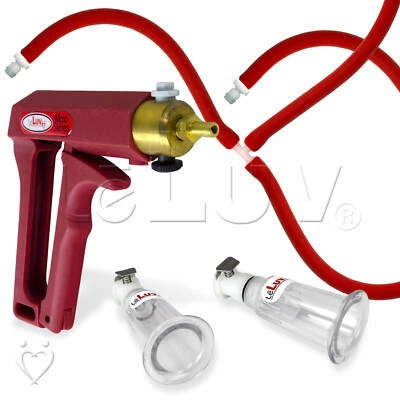 LeLuv Nipple Enlargement Pump MAXI Red Premium Silicone Hose Quick-Disconnect - Image 1 of 4