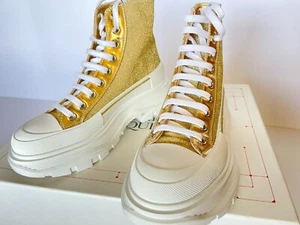 Alexander McQueen Tread Slick Metallic Lace-Up Sneaker Boot Eur 37/US 37 - Picture 1 of 12