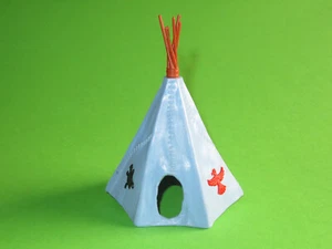 TIMPO TOYS  Indianer Tipi Wigwam Zelt hellblau - Adler rot - Schildkröte schwarz - Bild 1 von 6