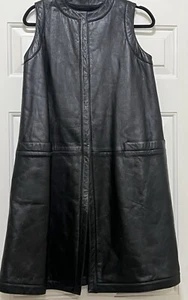 Sills By Bonnie Cashin Full Length Black Angola Leather Faux Fur Lined Vest - Picture 1 of 5