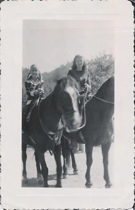 Snapshot Vintage Photo Little Girl Young Woman Riding Horse Western Shirt Animal - Picture 1 of 5