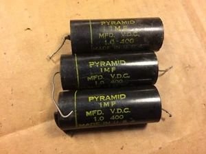 3 Pyramid IMP Black Beauty 1.0 uf 400v Capacitors Amp Caps TEST GOOD (Qty avail) - Picture 1 of 1