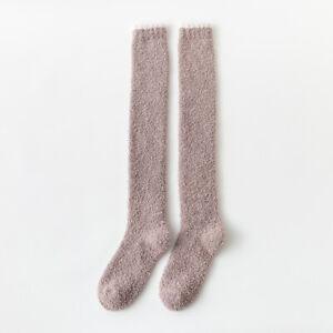 Womens Thigh High Long Fluffy Bed Socks Winter Warm Lounge Slipper Fleece Sock