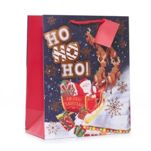 3 CRISTMAS HO HO Gift Bags  Large Portrait SANTA AND REINDEER 264 x 136 x 327mm - Picture 1 of 1