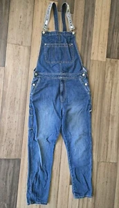 Tommy Hilfiger Vintage Spell Out Flag Logo Denim Jean Overalls blue - L - Picture 1 of 4