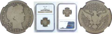 1901-S Barber Quarter NGC AG-3 Cover
