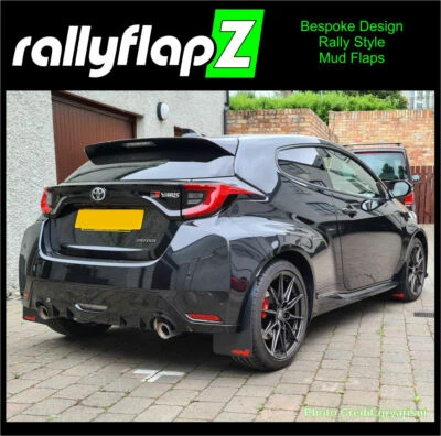 rallyflapZ | Flaps fango per adattarsi 2020+ Toyota GR Four Yaris nero 4 mm PVC *Satino -R