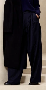 NWT! Banana Republic RT$150 Navy Siena High-Rise Wide-Leg Italian Wool Pants 12R - Picture 1 of 8