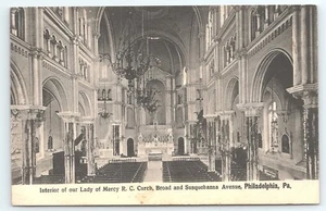 Postcard Interior of Our Lady of Mercy RC Church Philadelphia Pennsylvania - Picture 1 of 2