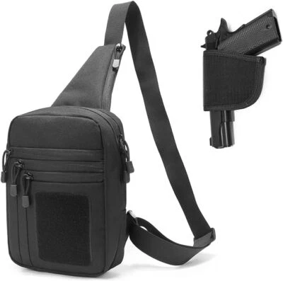 Tactical Concealed Carry Gun Bag Pistol Holster Chest Crossbody Pack Handgun Bag - Image 1 of 4