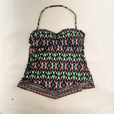 Apt 9 Women’s Teal Black Halter Tankini Swim Top Size M Padded Underwire - Image 1 of 4