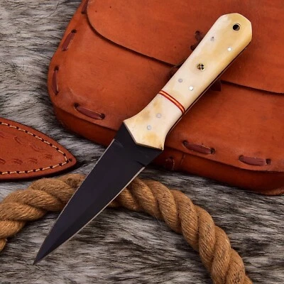 9”HANDMADE HUNTING DOUBLE EDGED FIXED BLADE DIRK DAGGER SURVIVAL KNIFE X301 - Image 1 of 4