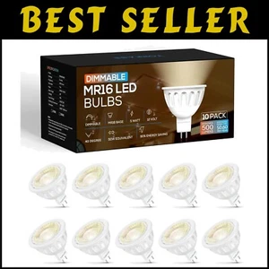Energy-Efficient GU5.3 Dimmable MR16 LED Bulbs - 10-Pack Soft White, 500 Lumens - Picture 1 of 9