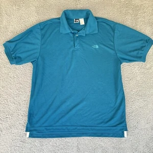 The North Face Mens Polo Shirt Medium Bright Teal Short Sleeve 100% Polyester - Picture 1 of 13