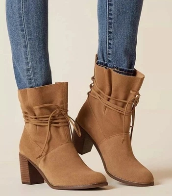 Botas TOMS Marrón Caramelo Gamuza Mila Tacón Bloque Talla 8 Foto 1 de 4