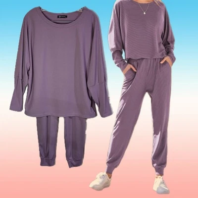 Juego de salón PrettyGarden para mujer S ciruela atletismo minimalista suave grunge acanalado Foto 1 de 4