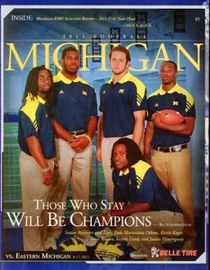 2011 FOOTBALL MICHIGAN VS EASTERN MICHIGAN SEPTEMBER 17TH PROGRAM MAGAZINE - Picture 1 of 2
