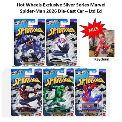 2026 Hot Wheels Exclusivo Serie Plata Marvel Spider-Man Nuevo Juego de 5 En Stock Foto 1 de 4