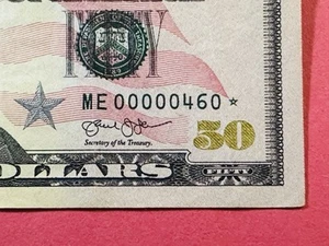 🔥00000460⭐️ Low Serial Number Six Of Kind $50 Dollar Bill⭐️Fancy Serial Number - Picture 1 of 3