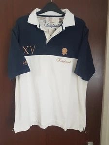 England Retro Cotton Traders Classics Rugby Union White Black Shirt Polo Size L - Picture 1 of 10