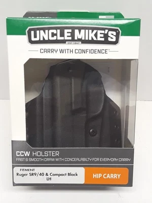 Funda Uncle Mike's 54CCW41BGL CCW OWB negra izquierda para Ruger SR9/40 y compacta izquierda Foto 1 de 4