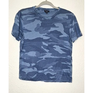 Splendid Womens T Shirt Small Blue Camouflage Short Sleeve Crew Cotton Modal Tee - Picture 1 of 8