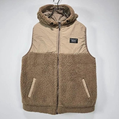 Roxy Vintage L Beige Polyester Hooded Vest No Major Damage Unisex Outerwear - Image 1 of 4