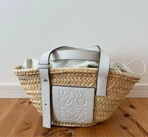 Loewe Basket Bag Straw And Leather Stylish Tote Designer Handbag Summer - Picture 1 of 3