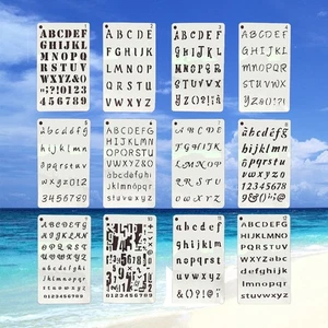 12 Pcs Small Letter Stencils for Crafts Reusable Alphabet Digital Template - Picture 1 of 11