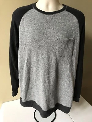 ON THE BYAS ~ Para hombres (L) Azul y Gris ~ Cuello Redondo Bolsillo Pullover Camisa Manga Larga Foto 1 de 4