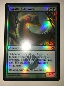 MTG Scars Of Mirrodin FOIL Rare Engulfing Slagwurm Excellent -LP - Picture 1 of 2