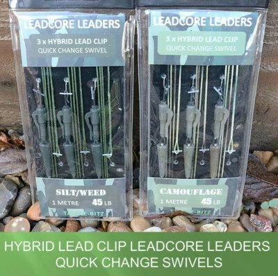 Fishing Tackle Leadcore Carp Leaders Hybrid Lead Clip drehbar 1m 45LB 3er-Pack