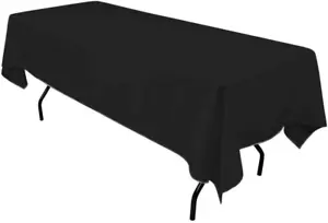 Gee Di Moda Rectangle Tablecloth - 60 X 126 Inch Black Table Cloth for 8 Foot Re - Picture 1 of 12