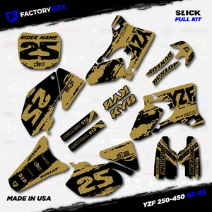 Black & Gold Slick Graphic Kit fits Yamaha YZ250F YZ450F 03-05 YZF 250 450 - Picture 1 of 5