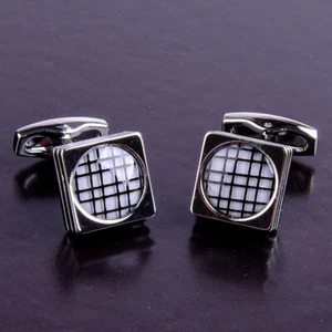 New Arrival Whie Square Designer Men Cufflinks Cool Gift Flip Out Jewelry Bag - Picture 1 of 7