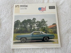 VTG 1973 Pontiac 73 Grand Prix CLASSIC CARS PHOTO/FACT CARD SEALED - 1991 CARD - Picture 1 of 2