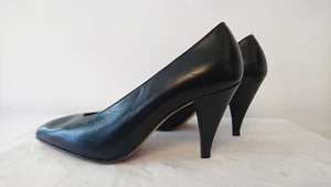 Escarpins  Cuir  "Noir"  Année 1980 -- MARIO CERUTTI  -- T. 36 - Picture 1 of 4