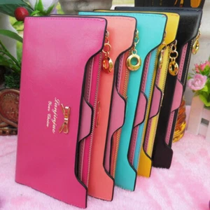 Women Leather Thin Wallet Cute Bow Long Purse Multi ID Credit Card Holder Gift - Picture 1 of 23