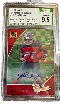 2018 Donruss The Rookies Autographs #R9 Ronald Jones AUTO RC - CSG 9.5 graded - Image 1 of 2