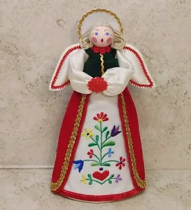Vintage European Christmas Angel Tree Topper Felt Velvet Floral 11" - Picture 1 of 14