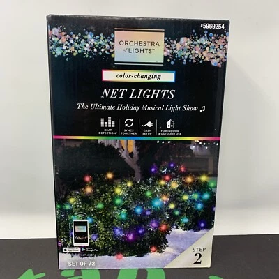 Orchestra of Lights Color-Changing LED Set of 72 Net Lights Syncs Beat Detection - Image 1 of 4